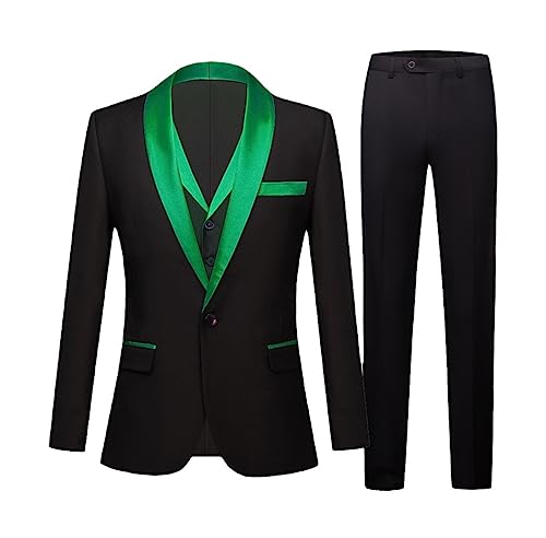 Mens Fashion Casual Slim Fit Business Wedding Suit 3 Pcs Set Blazers Coat Pants Vest