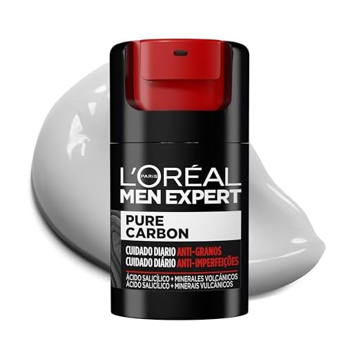 L'Oréal Paris Men Expert Crema Cuidado Diario Anti-Granos Pure Carbon, Reduce Imperfecciones, Hidrata y Matifica el Rostro, Con Minerales Volcánicos y Ácido Salicílico, 50 ml