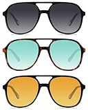 YDAOWKN Retro Square Aviator Sunglasses for Womens Mens Vintage 70s Double Bridge Sun Glasses