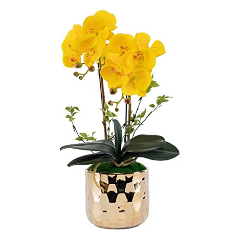 Juego de flores artificiales, flores artificiales Phalaenopsis con maceta, orquídea artificial grande en jarrón, flores falsas para arreglos de sala de estar, decoración hermosa fl, E (D