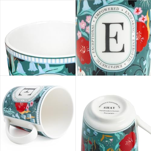 Image of Shay Alphabet Mug 300ml, Letter E Printed Coffee Mug for Girls, Boys, Friends | Ceramic Mug |Glossy Finish | Ceramic Coffee Cup | Porcelain | Microwave Safe (Alphabet Mug - E)