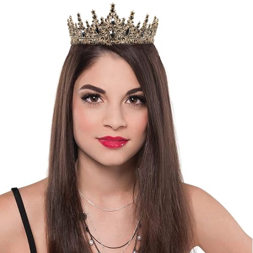 Image of Fesciory Birthday Crown for Women, Gold Plated Crystal Tiara with Sash | Sparkling Princess Queen Tiara, Adult Fit, Birthday, Wedding, Prom, Coming of Age Gifts & Halloween Costume Accessories