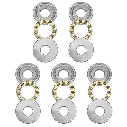 QUARKZMAN 5 szt. F8-22M miniaturowe łożyska oporowe kulkowe 8 mm otwór 22 mm OD 7 mm grubość stal chromowana z podkładkami do przenośników systemów maszyn narzędziowych