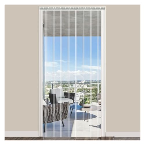 QHLTY Cortina De Puerta De Tiras De Vinilo De Plástico, Panel De Congelador De PVC, Persianas Transparentes For Uso Comercial, Industrial, Garaje, Tienda, Patio Y Almacén.(180x250cm)