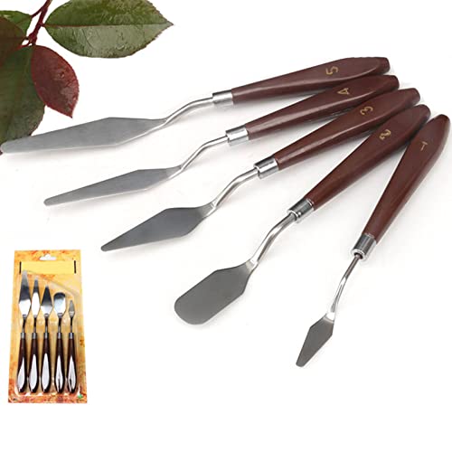 Gandoue en Bois Spatule de Peinture en Acier Inoxydable, Articulation Solide et Bois, Technologie Avancée et Artisanat Exquis, Pales Acier Inoxydable de Haute qualité Peinture à l'huile