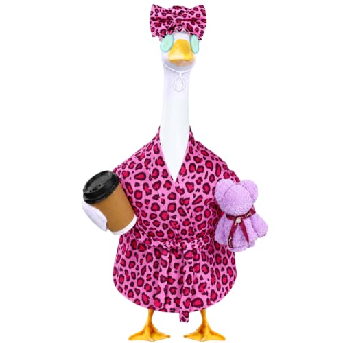 Lady Porch Goose Outfits Pink Leopard Bathrobe Costume for Outdoor Decor