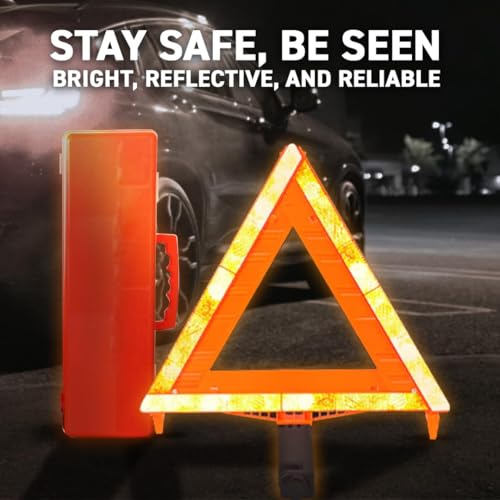 Windproof Reflective Roadside Triangles, 3 Pack, Weighted Base, Foldable, Safety Hazard Early Warning Sign, Triangular Warning Sign 17”, Traffic and Road Triangle by Ready First Aid - Image 2