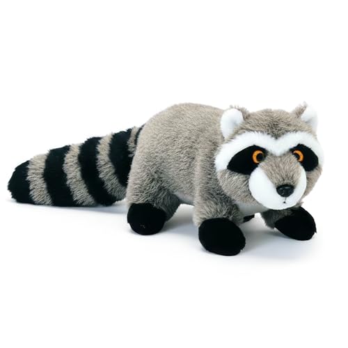 Pet Lou Raccoon Plush Dog Chew Ultra-Thick Toy Durable Interactive Plush Toy for Medium Dogs Anti Boredom Dog Squeaky Teething Toys 8-Inch