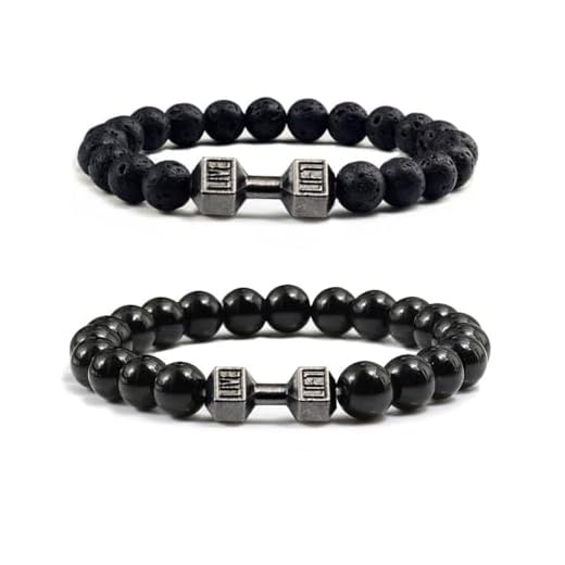 Pulseira pesada para homens, pulseira com halteres para homens, pulseiras pesadas, pulseiras masculinas com contas, academia, dia dos pais, joias presentes, Pedra, Sem Pedra Preciosa