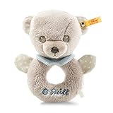 Lavable a máquina a 30 °C. Steiff- Hello Baby Levi - Aro de Peluche con sonajero en Caja, Multicolor (241512)