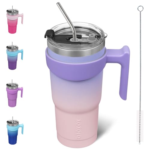 Image of BJPKPK 20 oz Tumbler with Handle & Straw, Insulated Stainless Steel Mug