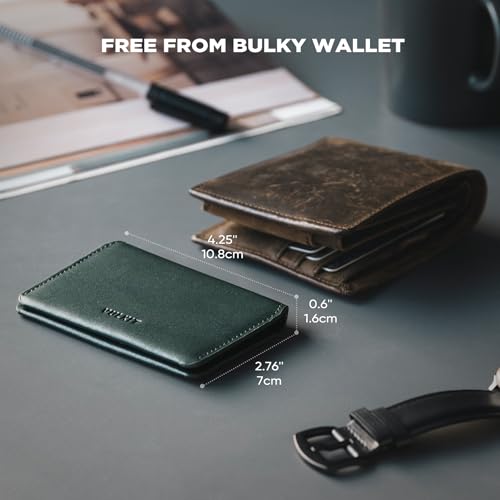 Image of VULKIT Slim Minimalist Card Holder RFID Blocking Leather Credit Card Holder Front Pocket Wallet Magnetic Closure