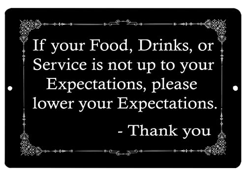 Rogue River Tactical Funny Sarcastic Metal Tin Retail Store Business Sign Wall Decor Man Cave Bar Restaurant Cusomer Service Lower Your Expectations
