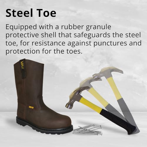 WOLF Work Boot | 100% Genuine Upper Leather | Oil, Impact, Compression & Puncture Resistant | Electrical Hazards | Non-Slip Rubber Sole | Steel Toe | Dual Pullers | Construction | Industrial PPE3