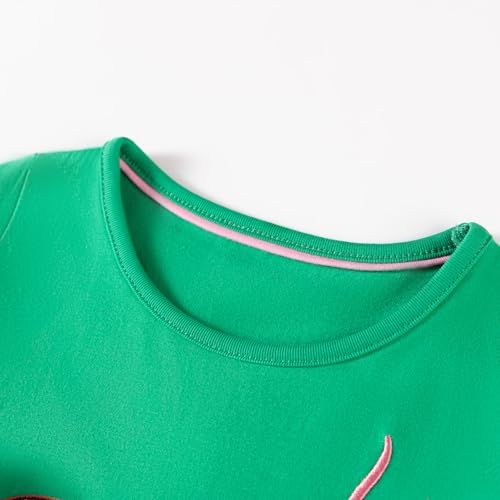 Image of HILEELANG Toddler Girl Short Sleeve Easter Dress Cotton Casual Jersey Shirt Playwear Applique Dress