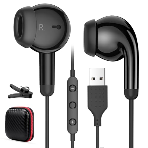 Auriculares USB In Ear para PC Mac Laptop PS4 PS5 Auriculares con micrófono y control en línea Reducción de ruido Claridad USB Auriculares con Cable para Switch Gaming Oficina Negocios Online Meetings