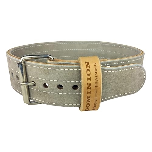 Dominion Strength Training Gray Suede 3-inch Weightlifting Belt - Premium Powerlifting Support with Enhanced Grip Technology (MD, 30-40