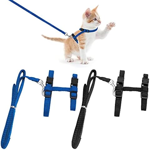 ansd Katzengeschirr, 2 Stück Katzengeschirr mit Leine Ausbruchsicher, Verstellbare Katzenleine mit Geschirr für Katzen, Nylon Katzen Leine, Katzengeschirr Kitten für Kleine Katzen, Kaninchen und Hunde Cover