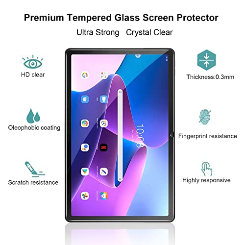 Gerutek Dla Lenovo Tab M10 Plus 3. generacji 10.6 2022, osłona ekranu ze szkła hartowanego, TB-125F/128F [ultra przezroczysta] [odporna na zarysowania][łatwa instalacja] [9H] do Lenovo Tab M10 Plus
