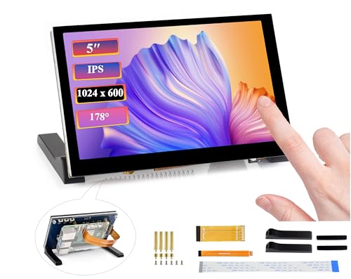 Image of 5inch DSI LCD 5-Point Capacitive Touch Screen Monitor for Raspberry Pi Pi5 /4B /3B+ /3B /3A+ /CM4 /CM3+ /CM3, 1024 x 600 Resolution IPS Display Screen, DSI Interface, 178 Viewing Angle, No Driver Required