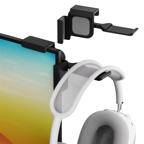 Clamp-On Headphone Stand Adjustable 360 Rotating Hook Silicone Grip Desk Organizer for Monitor Gaming Office Study 1 Pack Black