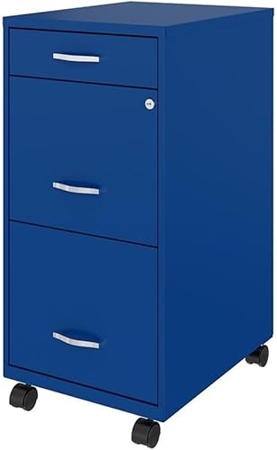 Miniatura 4 de Pemberly Row Archivador vertical de metal azul con 3 cajones de 29.52 pulgadas, con cerradura, premontado, tamaño de letra movible para el hogar, la