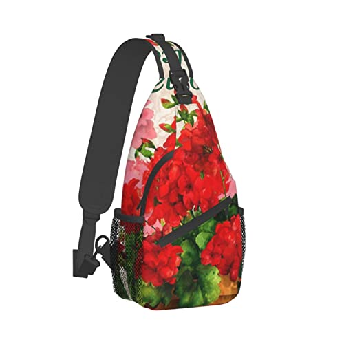 Sac de poitrine ergonomique Red Geraniums avec sangle confort