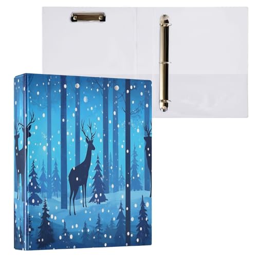 ALAZA Deer Snow Dot Winter 3 Ring Binder Holds of 200 Sheets Fits Letter Sized Paper D-Ring Organizer for School Home Work Office 1 Pack