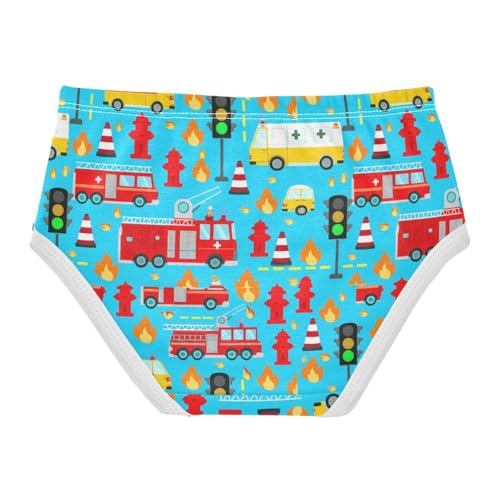 Joisal Girls Underwear Toddler 2t Cotton Little Girl Panties Flower Kids Undies Briefs Cute Cartoon Fire Trucks Blue2