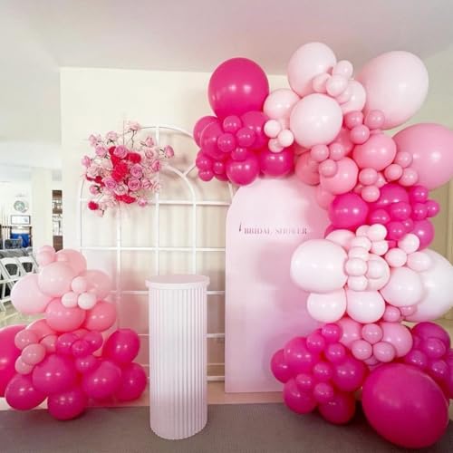 Image of Pink Balloons Set, 65Pcs 12Inch Hot Pink Latex Balloons Baby Light Pink Balloon for Girls Women Baby Shower Wedding Valentine's Day