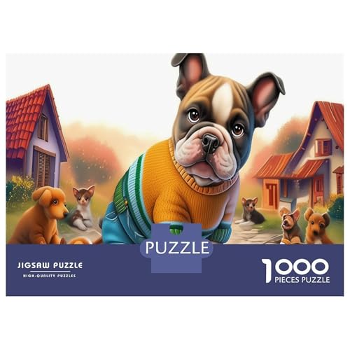 Puzzle de Boston Terrier de 1000 piezas con diseño de Bulldog Francés difícil