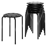 VECELO 6-Piece Stacking Stools, 17.7 Inch Standard Height, Portable Stackable Colorful Decoration Stools for School Classroom and Office Use, Black