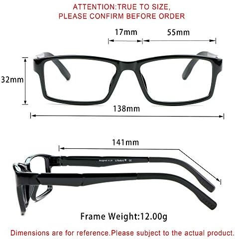 LifeArt Blue Light Blocking Glasses, Anti Eyestrain, Computer Reading Glasses, Gaming Glasses, TV Glasses for Women Men, Anti Glare (Black, 2.50 Magnification) — view 5