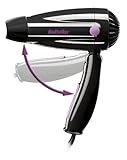 1200 W de potencia de secado BaByliss 5250E - Secador de pelo de viaje plegable (1200 W), color negro/ rosa