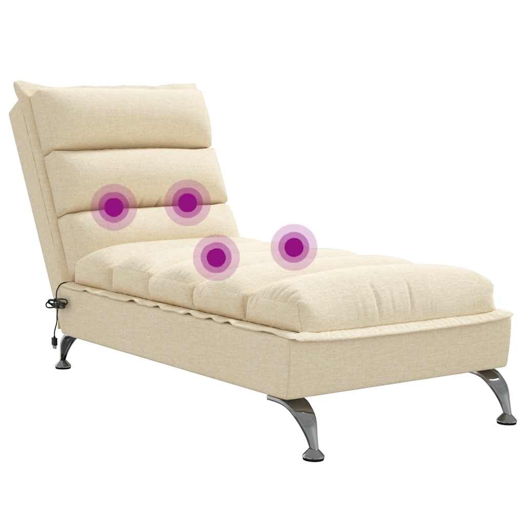 Generico Chaise Longue Massaggi con Cuscini Crema in Tessuto,Sedie,Chaises-longues-379480