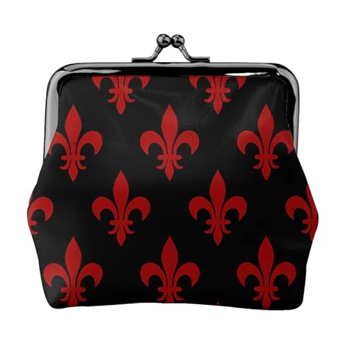 Pu Leather Buckle Coin Purse Royal Fleur-De-Lis Girls Kiss-Lock Change Purse Wallets