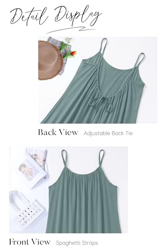 OFEEFAN Summer Dresses for Women 2026 Swimsuit Coverup Casual Dresses Backless Cami Dress Maxi Dress Sundresses Spaghetti Strap Beach Vacation Clothes Light Green L