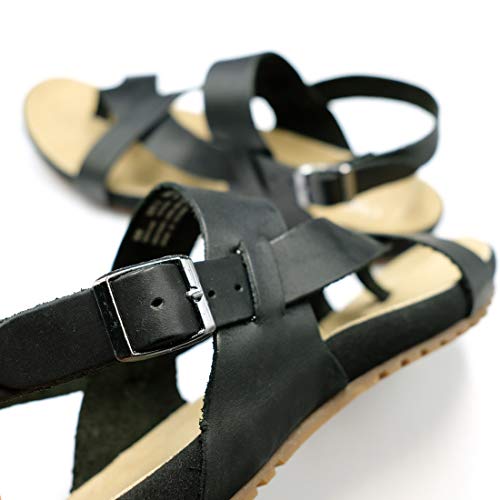 Harssidanzar Sandali Pelle Uomo, Nero, 40 EU