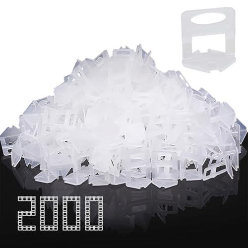 Storystore Tile Leveling System, 2mm Leveling Spacer Clips (2000 Pcs) DIY Tiles Leveler Spacers for Ceramic Tile and Stone Installation, Floor Tile Spacers Wall Tile Leveling System