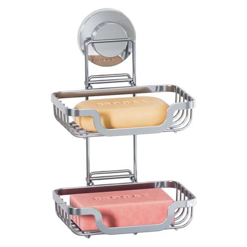 Image of TAILI Soap Dish, Bar Soap Holder Suction Cup, Stainless Steel, 2 Layer