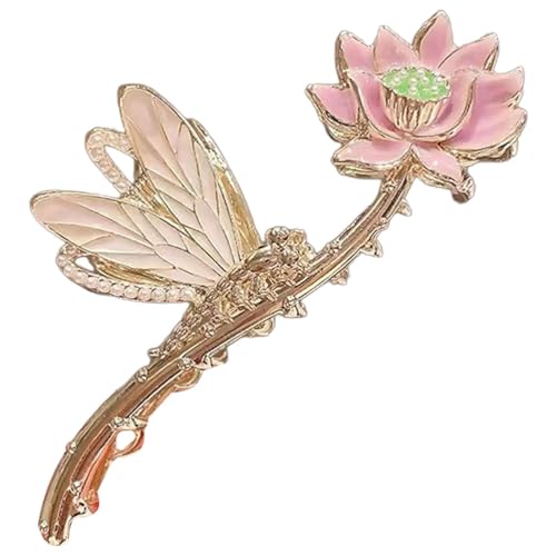 Vintage Lotus Flower Hair Claw Clip with Pearls - Non-Slip Metal Hair Accessory for Women - Ideal for All Hairstyles and Occasions