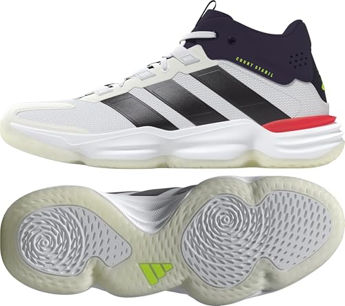 adidas Homme Courtstabil Indoor Performance Shoes Chaussures de Sport, Cloud White/Aurora Met. / Aurora Plum, 40 2/3 EU
