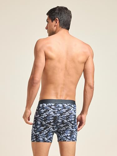 Image of TECHNOSPORT Men's Colorblock Trunks Underwear with ElastoLITE 4 Way Stretch Lightweight Breathable Moisture Wicking Soft Anti Odour Anti Microbial Comfort Fit Boxer Briefs Innerwear for Men