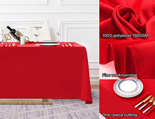 Surmente Tablecloth 90 X 132-Inch Rectangular Polyester Table Cloth For Weddings, Banquets, Or Restaurants (Red) …… #TOP1