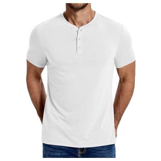 COOFANDY Masculino Camisas Henley De Algodão, Manga Curta, Camiseta Casual, Botão, Básica Henley, Leve Verão