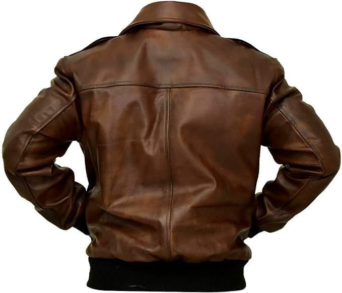 WWII Cockpit Pilot A2 Jacket | RAF Aviator Air-Force A2 Military Genuine Sheepskin Leather Distressed Bomber Jacket for Men's2