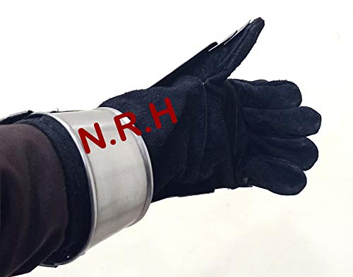 Nautical Replica Hub Medieval Silver Knight Gauntlets Armor Steel Gloves Leather Strip Costume