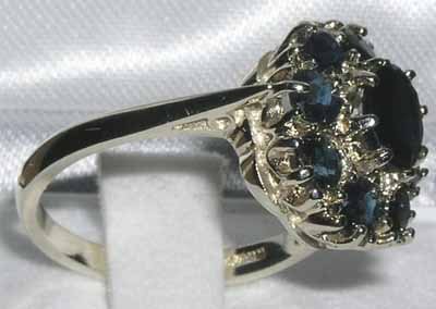 Letsbuygold 14K White Gold Real Genuine Sapphire Womens Anniversary Ring - Size 8 #TOP2