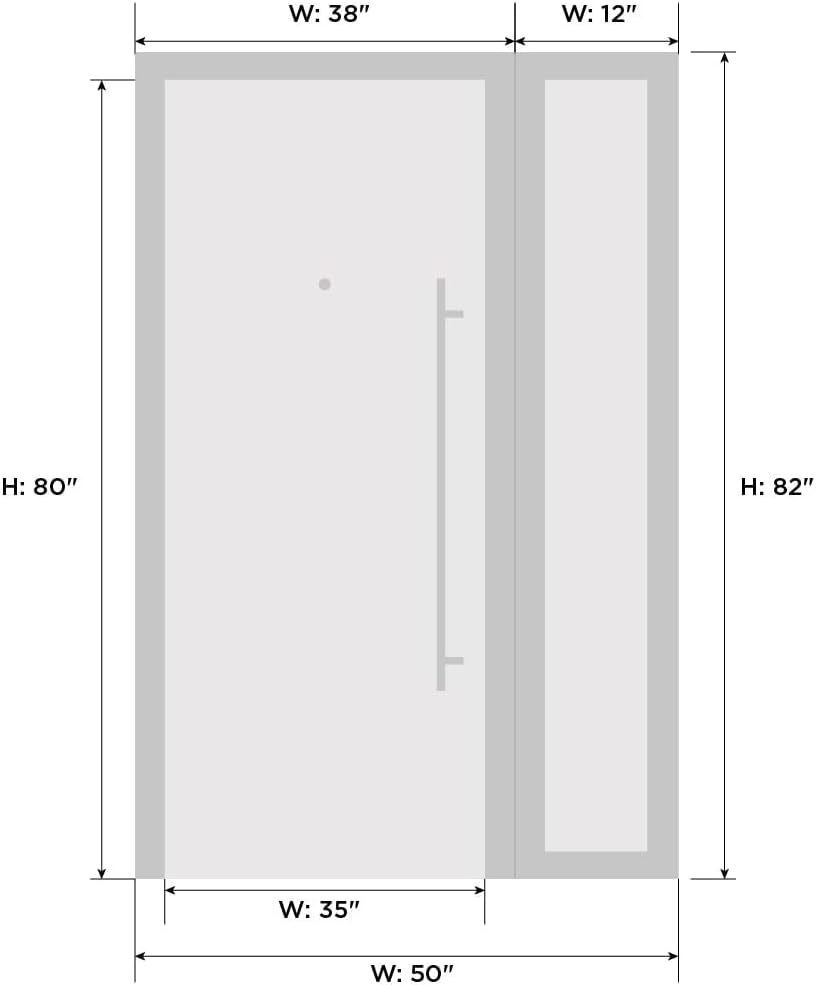 VDOMDOORS Front Exterior Prehung Metal-Plastic Door | Manux 8415 White Silk | Side Sidelite Transom | Residential Doors Entrance Patio Garage 42 x 80 (W30+12 x H80) Left-Inswing