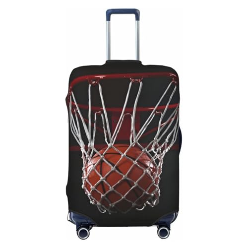Basketball Hitting the Basket Travel Luggage Cover Fits 18/24/28/32 Inch Luggage, Elastic Suitcase Cover Protector with Concealed Zipper for Wheeled Suitcase Tsa Approved